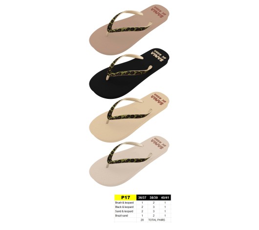 P17 - Tongs Femme Léopard Paillettes - du 36 au 41 - 4 couleurs - 20 paires
